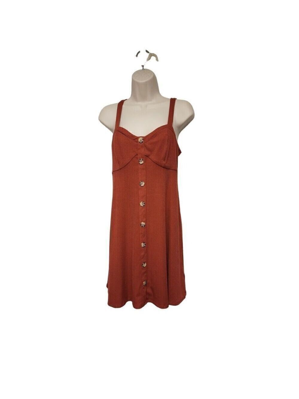 No Boundaries Knit Spaghetti Strap Dress Color Orange Size Large